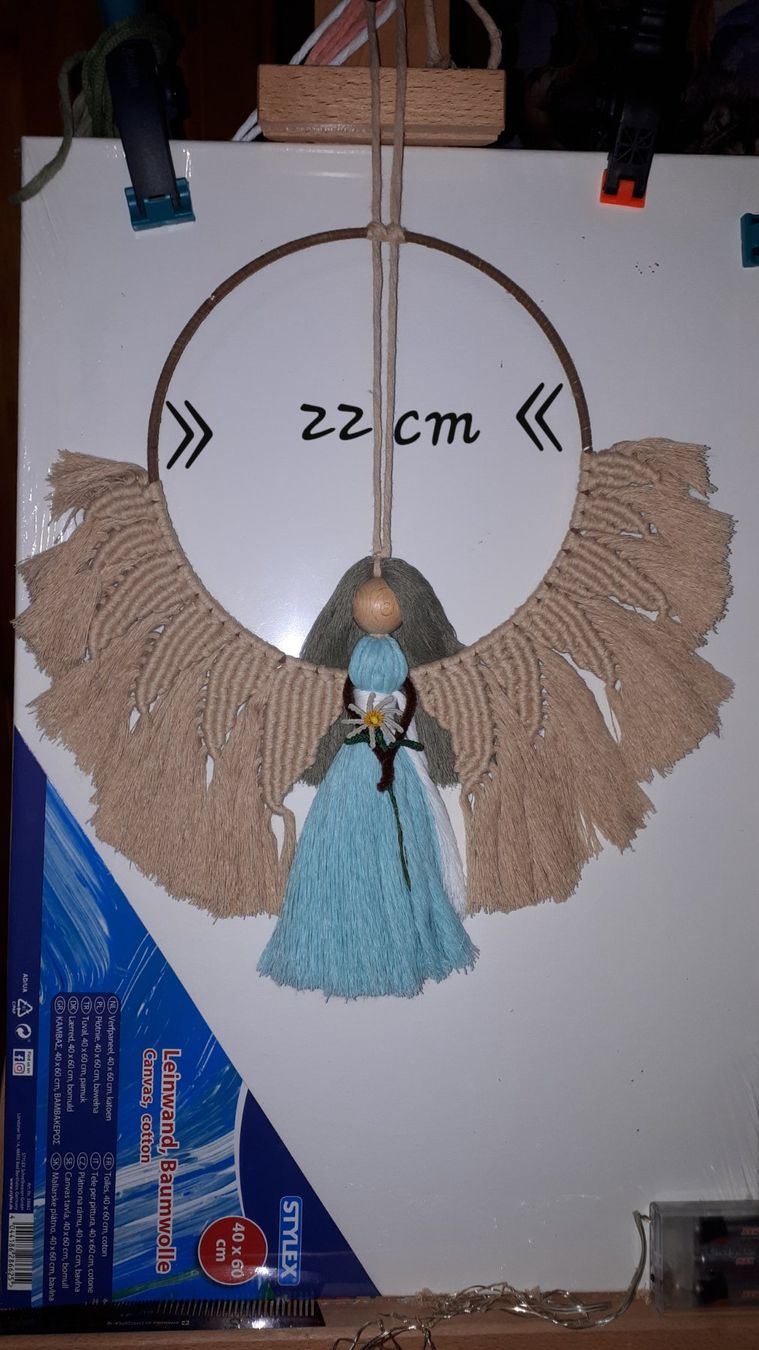 Tutte le decorazioni: Makramee-Wandbehang Engel mit Lichterkette – Nuovo (secondo la descrizione) da Plagne venduto da Reticulum01 1