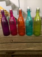 5 Flaschen farbig mit Bügelverschluss 1 Liter Inhalt