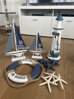 Deko Set maritim Leuchtturm Segelboote Rettungsring