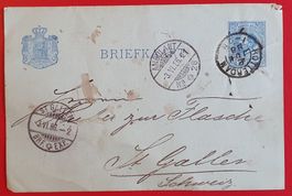 NIEDERLANDE GANZSACHE POSTK. ROTTERDAM HUBER ST GALLEN 1886