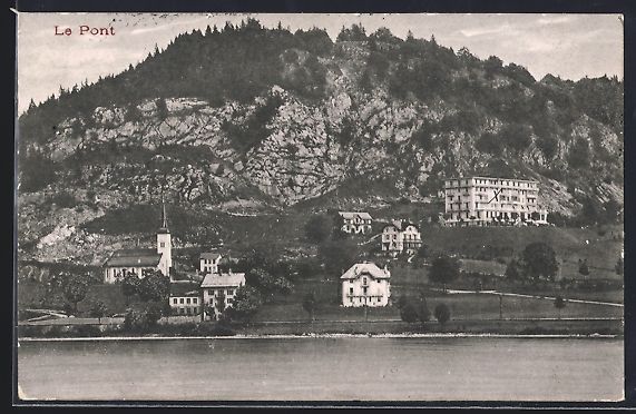 Cartoline postali: Le Pont, Ortspartie mit Kirche am Ufer – Usato da Berlin venduto da bartko-reher