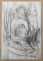Fritz Bernhard "Mendrisio Tessin" Bleistiftzeichnung