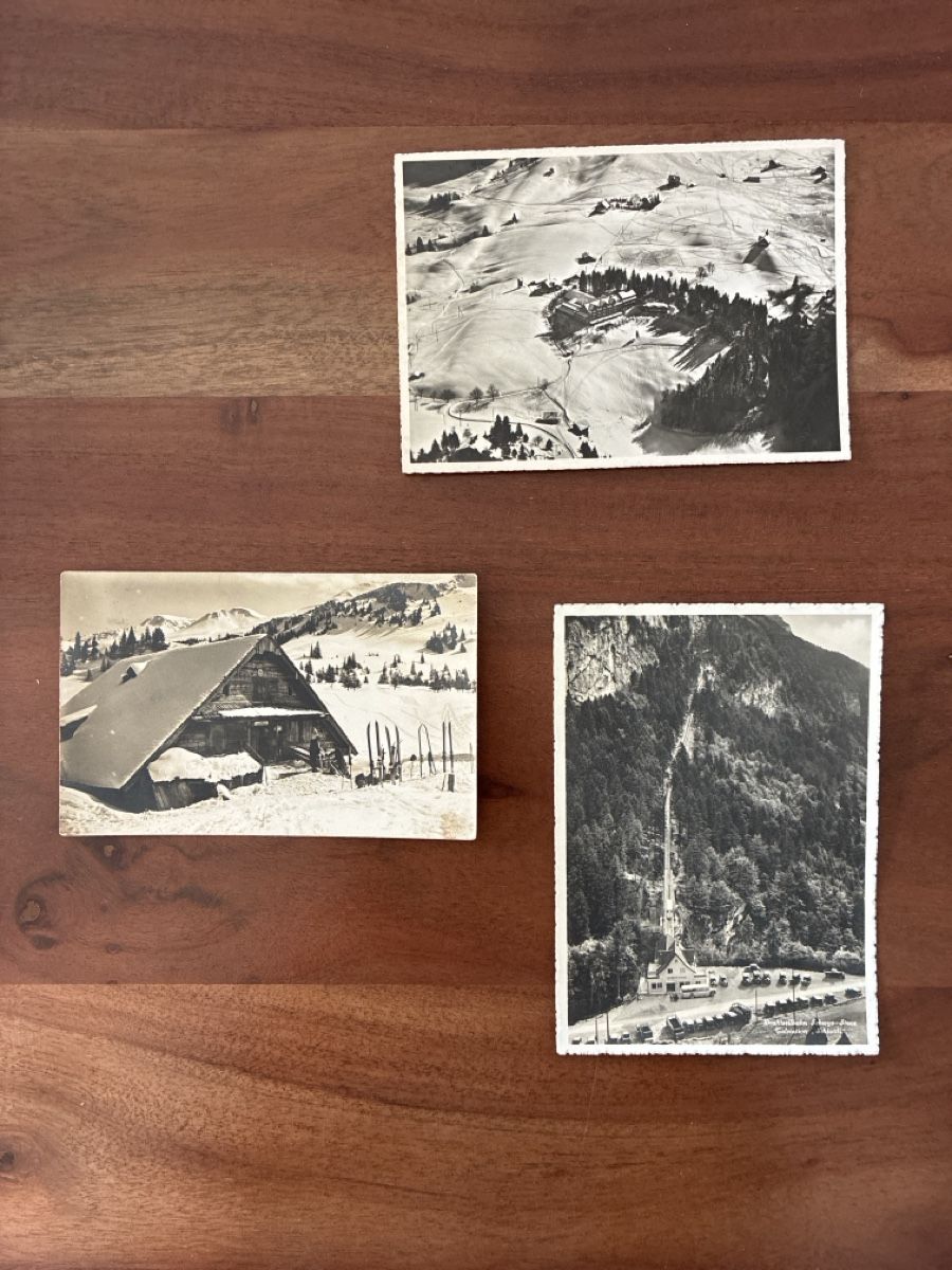 Cartoline postali: 7 Ansichtskarten Schweiz von der Stoosbahn SZ – Usato da Oftringen venduto da Cla.vD.74 2