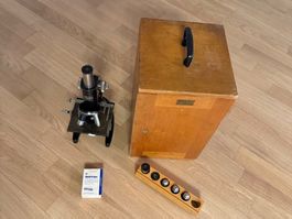Antikes Mikroskop Carl Zeiss Jena Nr.249039 mit Zubehör