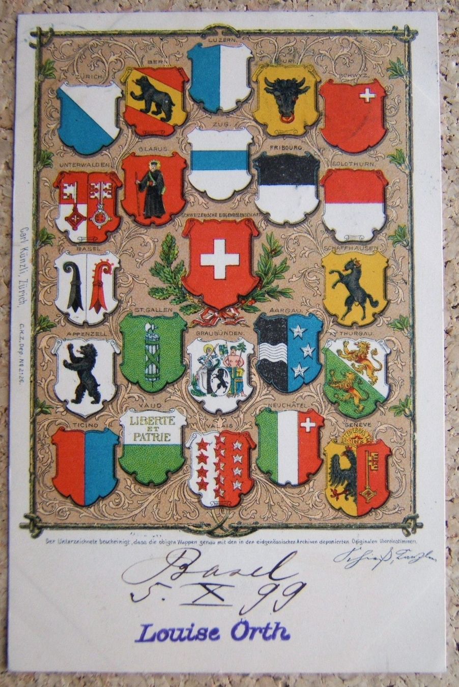 Cartoline postali: ALTE AK MIT KANTONSWAPPEN 1899 – Usato da Brunnen venduto da Nonne04