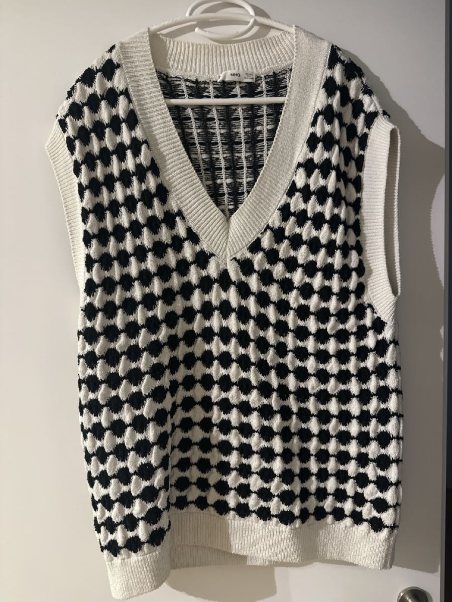 Mango Gilet & Giacche senza maniche: Mango Strickweste/Pullunder schwarz/weiss, Grösse L – Nuovo (secondo la descrizione) da Luzern venduto da val_z5jn