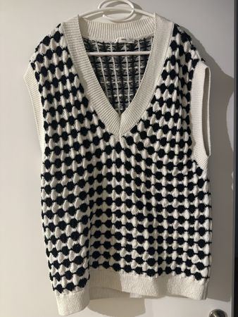 Mango Strickweste/Pullunder schwarz/weiss, Grösse L