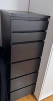 MALM Kommode 6 Schubladen schwarzbraun mit Spiegel 40x123 cm