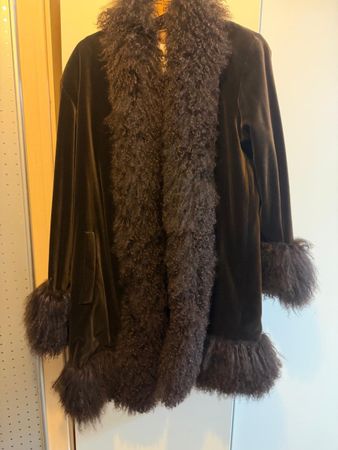 Vintage-Kurzmantel „ ESCADA" Velours, Lammtell, braun, Gr L