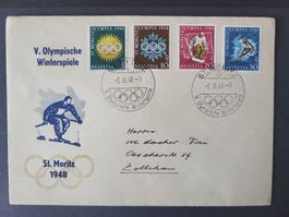 1948, Briefumschlag Olympische Winterspiele St. Moritz