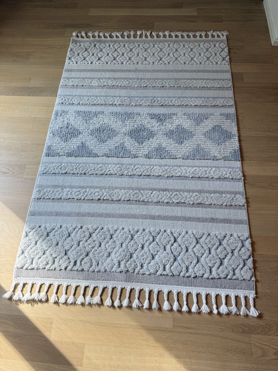 Tappeti: Teppich Wohnzimmer creme/grau mit Fransen Grösse 120x180cm – Usato da Zürich venduto da hub_xzw7
