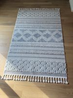 Teppich Wohnzimmer creme/grau mit Fransen Grösse 120x180cm