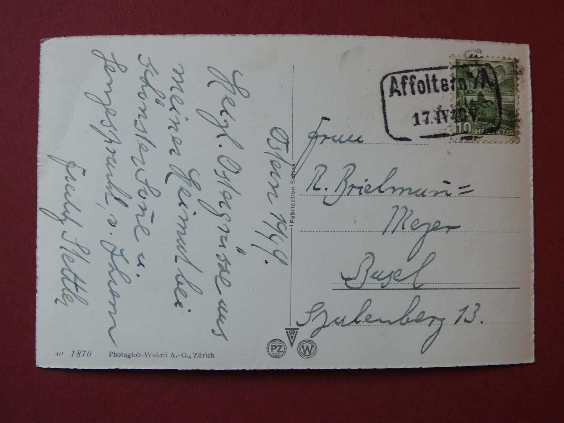 Cartoline postali: Affoltern a. A. Freiheitsdenkmal – Usato da Rain venduto da 999-800-K 1