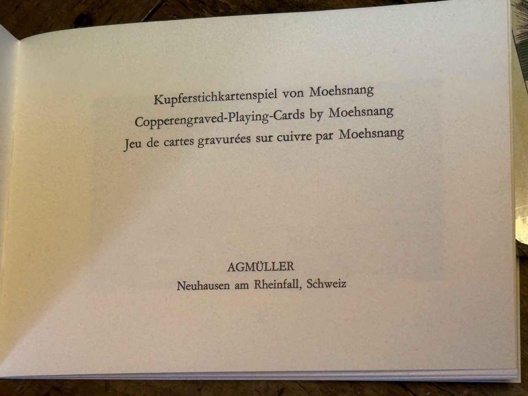 Giochi: Egbert MOEHSNANG Kupferstich Kartenspiel – Usato da Bern venduto da Jwpm66 2