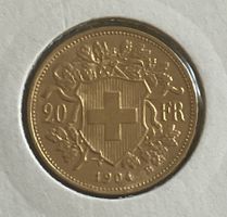 20 FR. GOLD VRENELI 1904 *RAR*