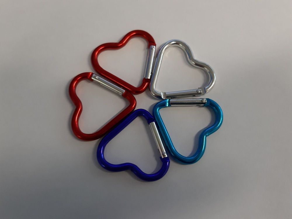 10 Herz Karabiner Bunt - Kleine Karabinerhaken In Herzform