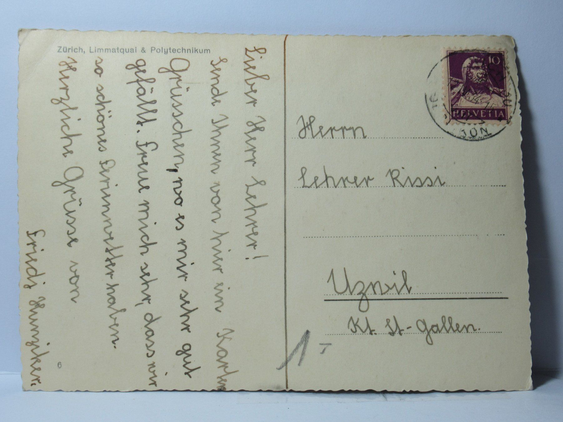 Cartoline postali: Zürich , Polytechnikum 1954 – Usato da Grenchen venduto da Bluemchen1900 1