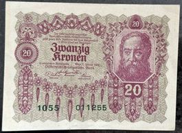 20 Kronen, Österreich-Ungarn Banknote, 2. Jänner 1922