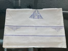 Wunderbares Leintuch mit Monogramm Leinen, Art Deco, 220x170