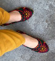 Leder Ballerinas Fr. 36 – Unikat – Vintage Boho Oriental