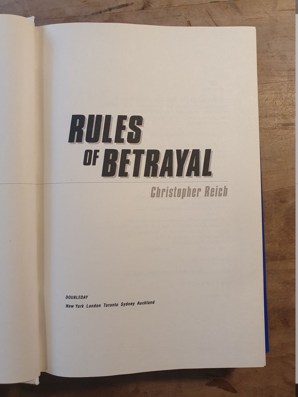 Libri: Rules Of Betray Christopher Reich Doubleday – Usato da Zürich venduto da loosebone 2