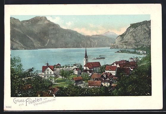 Cartoline postali: Flüelen am Vierwaldstättersee, Uferpar – Usato da Berlin venduto da bartko-reher