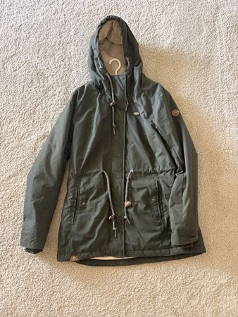 Ragwear Damen Parka Gr. XL Grün – gefütterte Jacke mit Kapuz
