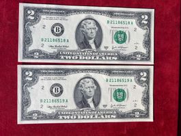 U.S.A.- 2 X 2 Dollars Series 2003-Aufeinanderefolgend Nummer
