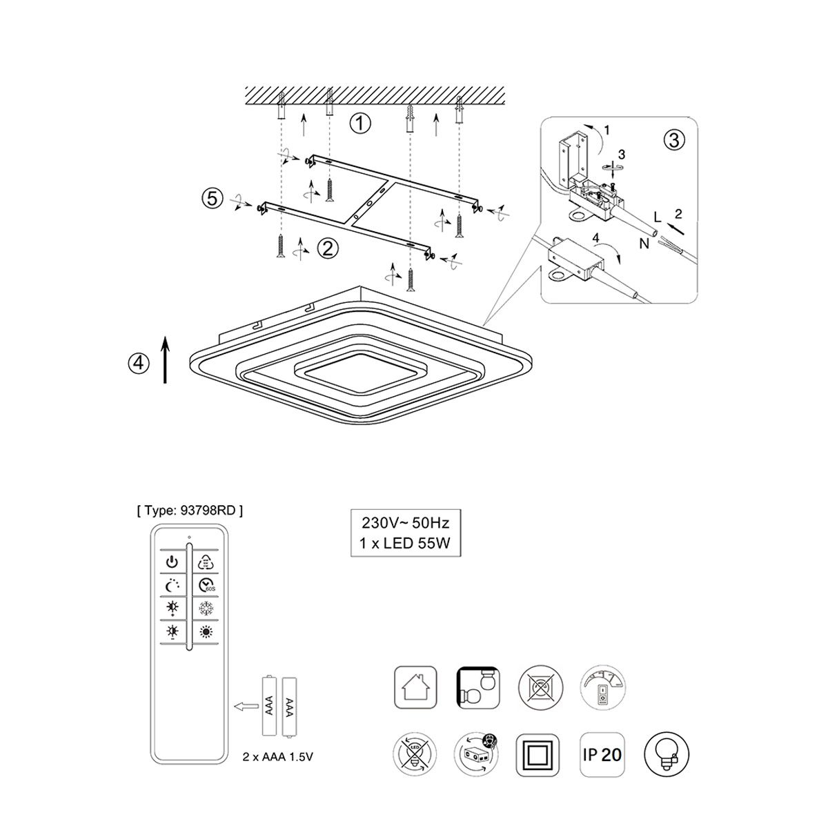 Lampadari & plafoniere: LED Deckenleuchte, Dimmer, 60 cm Breite – Nuovo (secondo la descrizione) da Kreuzlingen venduto da Smart-Light 6