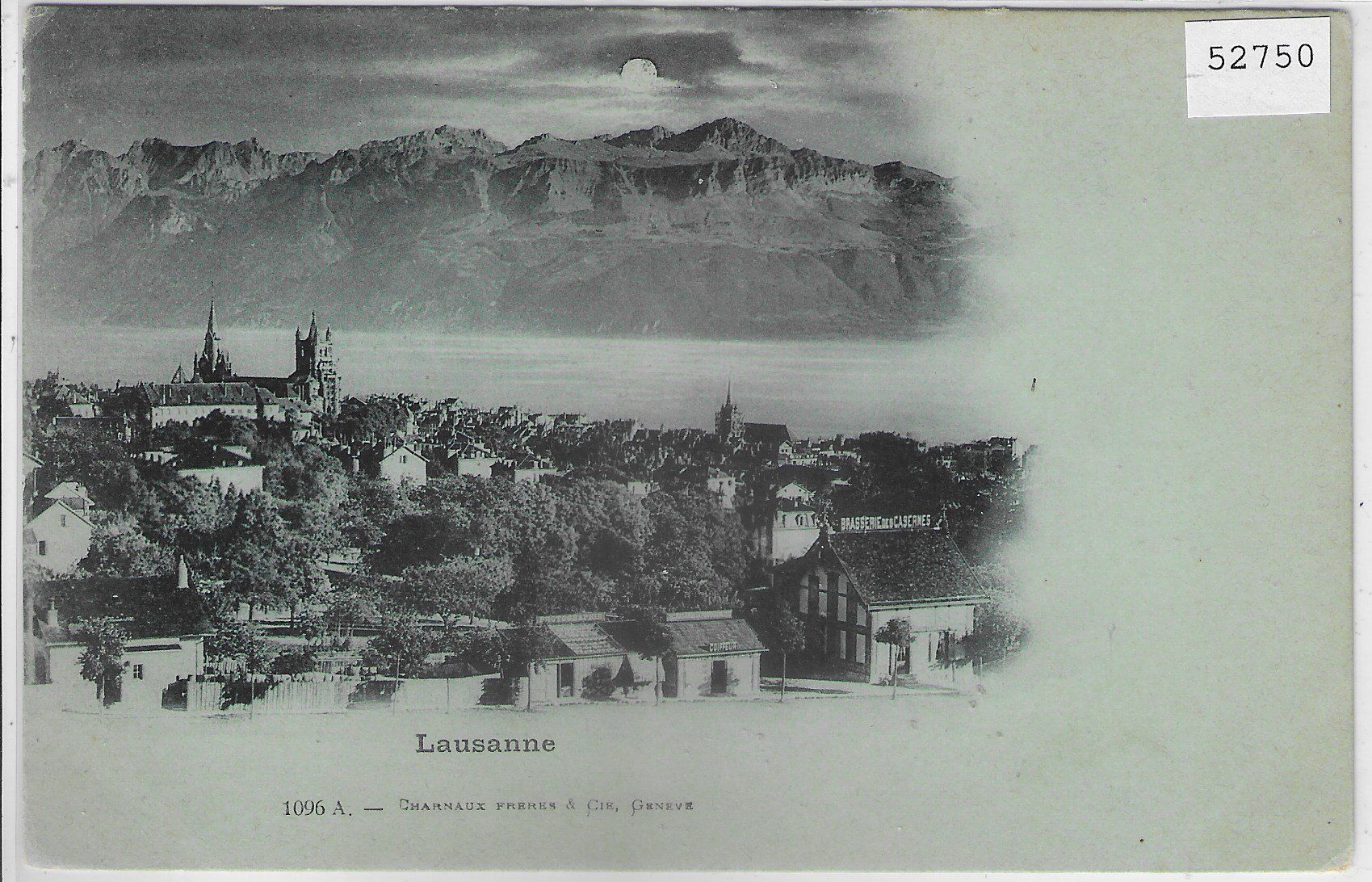 Cartoline postali: Lausanne - claire de lune - Mondschein – Usato da Ettingen venduto da Kartenplanet
