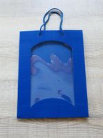 Geschenktragetasche für 3 Flaschen aus Wellkarton blau, neu
