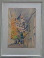 Aquarell Chur Jochstrasse Hofturm 1961
