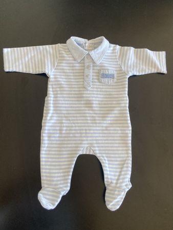 Combinaison bébé rayée bleu et blanc 1 mois 54 cm