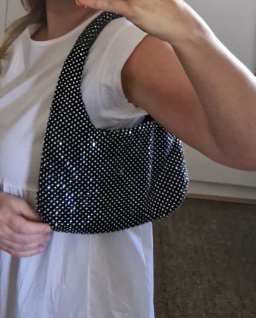 Mango Glamouröse Partytasche mit Strass schwarz