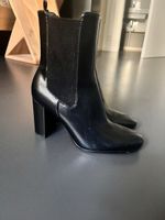 Schwarze Stiefeletten in Leder-Optik, Grösse 38, Herbst 🍁