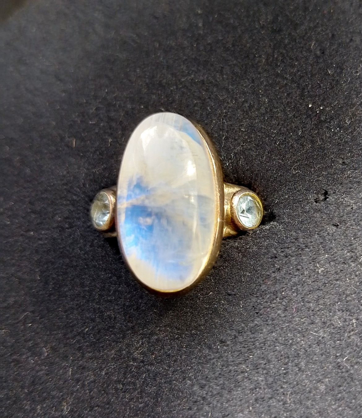 Bagues: Silberring mit Mondstein und blauem Topas – D'occasion à Steinhausen par Siris01