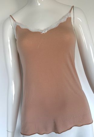 BLUE LEMON Spagetti Top Unterziehhemd Spitze beige EU S