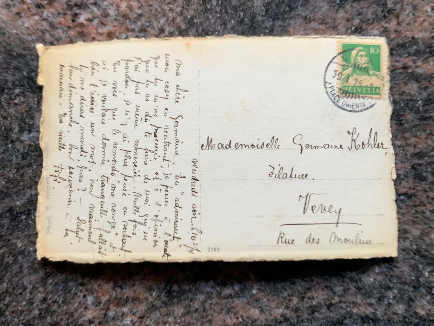 Cartoline postali: Ansichtskarte mit Skifahrer, gelaufen 1925 – Usato da Vellerat venduto da joromaur 1