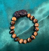 Tigerauge mit Pixiu -  Heilstein Edelstein Armband