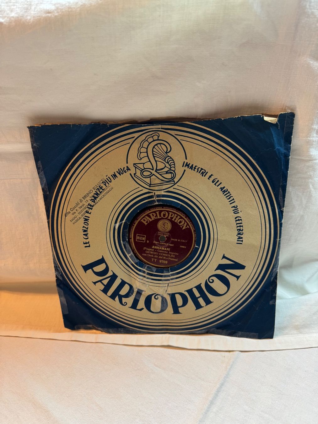 Dischi in vinile: Disque Shellac 78 tr Parlophon Annamari - Giorgio Consolini – Usato da la Chaux-de-Fonds venduto da Lampe 7
