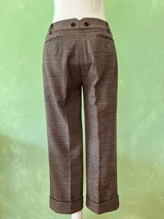 Max Mara: 7/8 Hose braun Karo, Hr. 34
