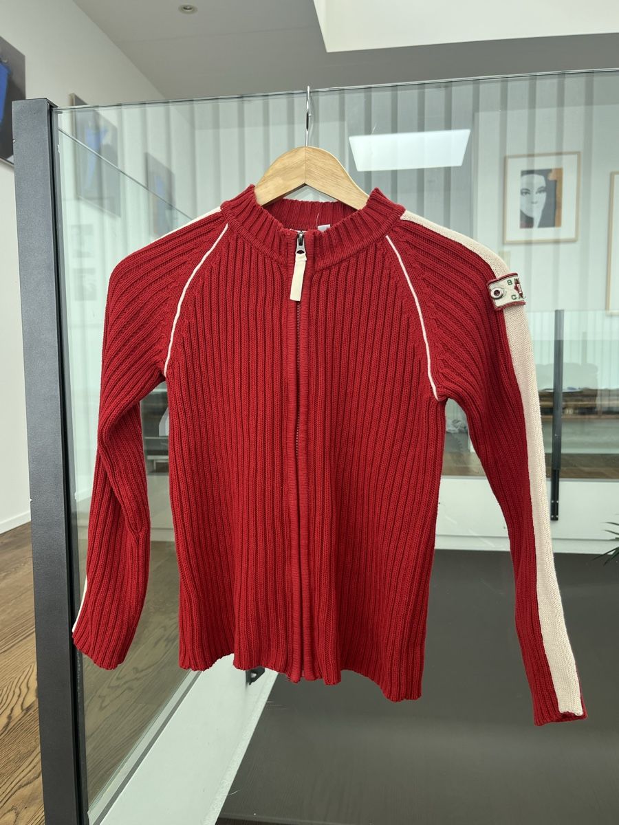 Jacken: Strickjacke Gr. 140, rot mit Streifen  – Gebraucht aus Bülach von omb_3 1