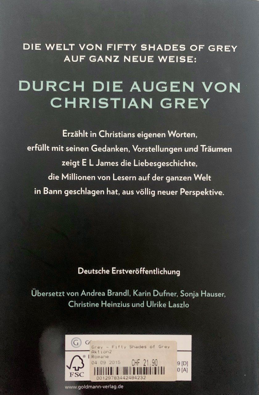 Libri: Buch Grey EL JAMES – Usato da Bremgarten b. Bern venduto da .Anita. 1