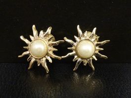 Vintage Ohrclips Clips Ohrschmuck Perle Gold 70er 80er Jahre