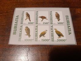 Collection de timbres Buriatia, 1996, thème rapaces rares!