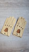 Handschuhe Leder beige gelocht Neu