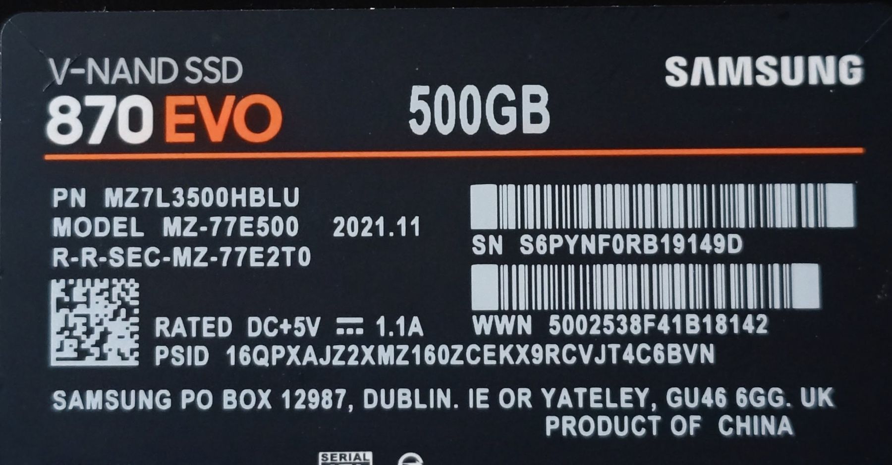 Samsung Dischi rigidi: Samsung 870 EVO | 500GB | 99% | Solid State Drive | Top! – Nuovo (secondo la descrizione) da Ennetmoos venduto da Faders 3