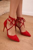 Elegante rote High Heels mit Schnürung – neuwertig