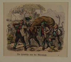 BÄRENJAGD, HOLZSTICH UM 1880