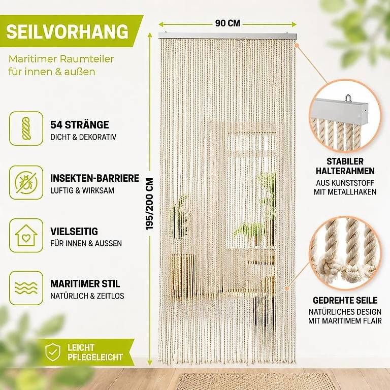 Vorhänge: Maritimer Türvorhang  dekorativ & insektenabweisend – Neu und originalverpackt aus Thierachern von centovalente 2